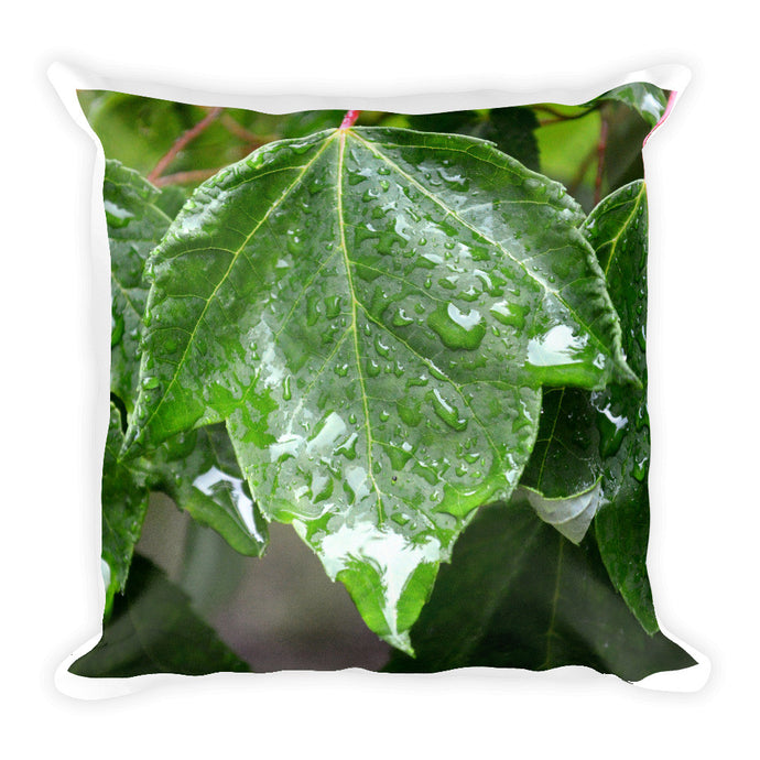 Maple Leaf in the Rain Square Pillow